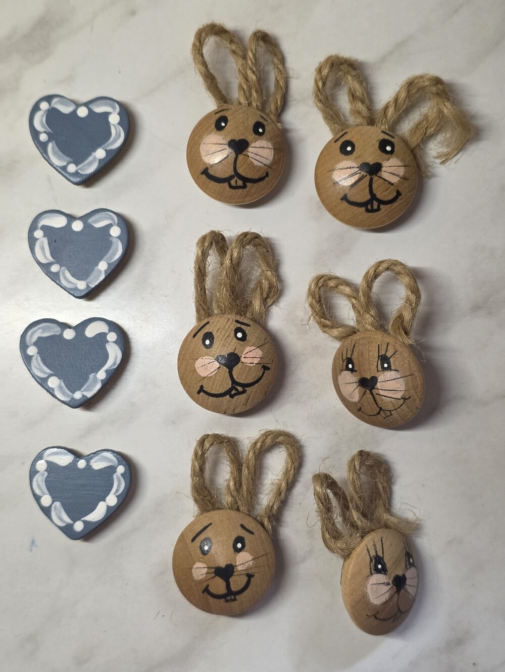 Handmade Bunny Face & Blue Heart Button Covers